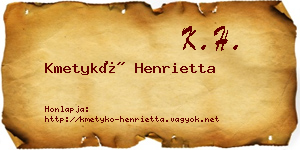 Kmetykó Henrietta névjegykártya
